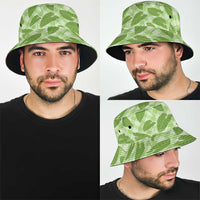 Green Hawaii Kalo Palaka Motifs Bucket Hat Hawaiian Taro Leaves Elegant Vibes LT14 - Polynesian Pride