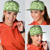 Green Hawaii Kalo Palaka Motifs Snapback Cap Hawaiian Taro Leaves Elegant Vibes