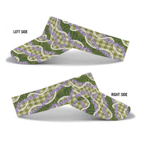 Green Hawaii Palaka Honohono Pikake Sun Visor Cap Hawaiian Orchid Lei Polynesian Pattern