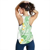 Green Hawaii Shark Tattoo Women Racerback Tank Puakenikeni Lei Plumeria Polynesian Pattern LT14 - Polynesian Pride