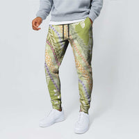Green Palaka Hawaii Leis Jogger Pants Hawaiian-plaid Elegant Tropical Vibes - Polynesian Pride