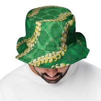 Green Palaka Hawaii Mele Kalikimaka Bucket Hat Ohia Lehua Monstera Puakenikeni Lei LT14 - Polynesian Pride