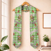 Green Palaka Hawaii Mele Kalikimaka Graduation Stole Ohia Lehua Shell Leis Funny Gingerbread Santa - Polynesian Pride