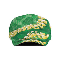 Green Palaka Hawaii Mele Kalikimaka Jeff Hat Ohia Lehua Monstera Puakenikeni Lei LT14 Green - Polynesian Pride