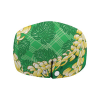 Green Palaka Hawaii Mele Kalikimaka Jeff Hat Ohia Lehua Monstera Puakenikeni Lei LT14 - Polynesian Pride