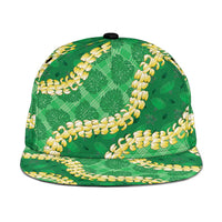 Green Palaka Hawaii Mele Kalikimaka Snapback Cap Ohia Lehua Monstera Puakenikeni Lei LT14 One Size Green - Polynesian Pride