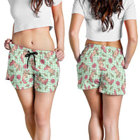 Green Paniolo Palaka Hawaiian Cowgirl Christmas Shorts for Women LT9 - Polynesian Pride