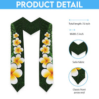 Green Polynesia Graduation Stole Plumeria Tropical Leaves With Galaxy Polynesian Art
