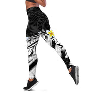 Hawaii Aloha Leggings Plumeria Vintage - Black