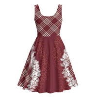 Hawaii Aloha Plumeria Lei Scarlet Palaka Midi Dress - Polynesian Pride