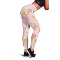 Hawaii Anthurium Tiare Pikake Lei Leggings Akala Lauhala Art Pattern