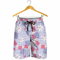Hawaii Anthurium Tiare Pikake Lei Shorts for Men Poni Lauhala Art Pattern