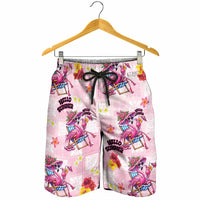 Hawaii Flamingo Hello Summer Shorts for Men Hawaiian Quilt Pattern