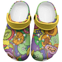 Hawaii Fruits Hippie Style Clogs Shoes Vibrant Colorful