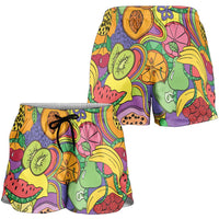 Hawaii Fruits Hippie Style Shorts for Women Vibrant Colorful