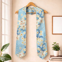 Hawaii Hibiscus Plumeria Blue Graduation Stole Polynesian Pattern