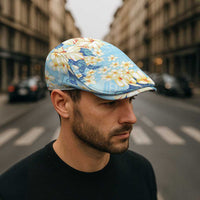 Hawaii Hibiscus Plumeria Blue Jeff Hat Polynesian Pattern