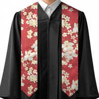 Hawaii Hibiscus Plumeria Red Graduation Stole Polynesian Pattern