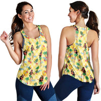 Hawaii Hula Girl Tropical Women Racerback Tank Yellow Palaka LT01 - Polynesian Pride