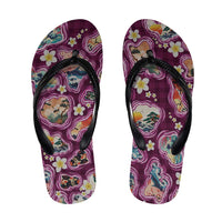 Hawaii Islands Map Design with Japanese Landscape Flip Flops Hawaiian Japan Fusion Art Pink Color LT03 Pink - Polynesian Pride