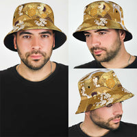 Hawaii Japanese Culture Gold Bucket Hat Spring Cranes Aloha Pattern