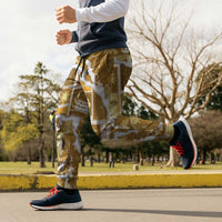 Hawaii Japanese Culture Gold Jogger Pants Spring Cranes Aloha Pattern