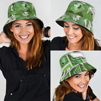 Hawaii Japanese Culture Sage Green Bucket Hat Spring Cranes Aloha Pattern