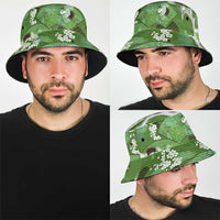 Hawaii Japanese Culture Sage Green Bucket Hat Spring Cranes Aloha Pattern