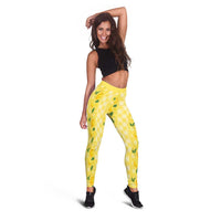 Hawaii Lemon Palaka Leggings Striped Stylized