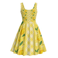 Hawaii Lemon Palaka Midi Dress Striped Stylized