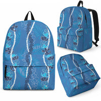 Hawaii Maile Lei Backpack With Blue Monstera Pattern LT05 - Polynesian Pride