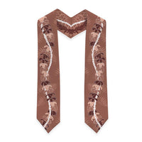 Hawaii Maile Lei Graduation Stole With Brown Monstera Pattern