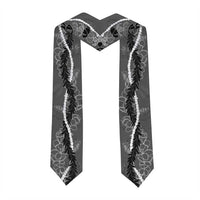 Hawaii Maile Lei Graduation Stole With Gray Monstera Pattern