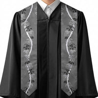 Hawaii Maile Lei Graduation Stole With Gray Monstera Pattern