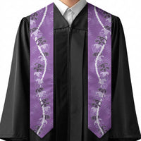 Hawaii Maile Lei Graduation Stole With Violet Monstera Pattern