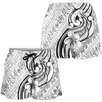 Hawaii Plumeria Lokelani Pikake Lei Shorts for Women Ele'ele Polynesian Tattoo