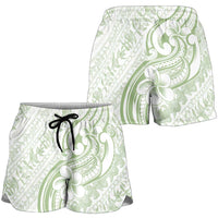 Hawaii Plumeria Lokelani Pikake Lei Shorts for Women Oma'oma'o Polynesian Tattoo LT9 - Polynesian Pride