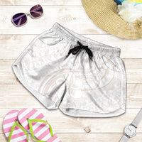 Hawaii Plumeria Lokelani Pikake Lei Shorts for Women Sandy Beige Polynesian Tattoo LT9 Beige - Polynesian Pride