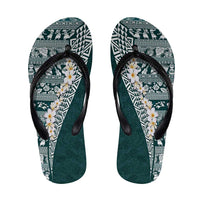 Hawaii Plumeria Tribal Vintage Flip Flops Special Turquoise