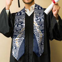 Hawaii Plumeria Tribal Vintage Graduation Stole Special Blue