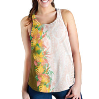 Hawaii Tropical Plant Lenalena Women Racerback Tank Vibrant Polynesian Pattern
