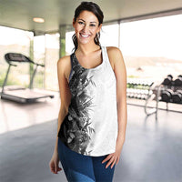 Hawaii Tropical Plant Monochrome Women Racerback Tank Vibrant Polynesian Pattern
