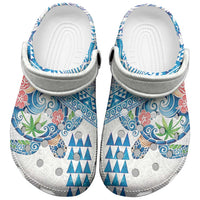 Hawaiian Abstract Sea Turtle Clogs Shoes Polynesian Tapa Art and Kakau Tattoo White WaterColor LT03 White - Polynesian Pride