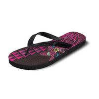 Hawaiian Abstract Sea Turtle Flip Flops Polynesian Tapa Art and Kakau Tattoo Pink WaterColor LT03 - Polynesian Pride