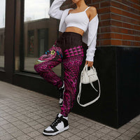 Hawaiian Abstract Sea Turtle Jogger Pants Polynesian Tapa Art and Kakau Tattoo Pink WaterColor LT03 - Polynesian Pride