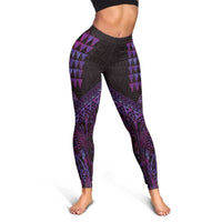 Hawaiian Abstract Sea Turtle Leggings Polynesian Tapa Art and Kakau Tattoo Purple WaterColor LT03 - Polynesian Pride