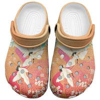 Hawaiian and Japanese Culture Together Clogs Shoes Kakau Art Tattoo with Cranes and Sakura Spring Vibe LT03 Multicolor - Polynesian Pride