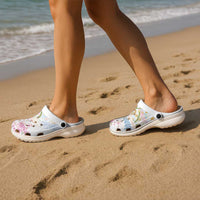 Hawaiian and Japanese Culture Together Clogs Shoes Tribal Motifs with Lei and Japanese Sakura Pattern LT03 - Polynesian Pride