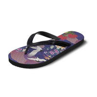 Hawaiian and Japanese Culture Together Flip Flops Blue Ohia Lehua Plumeria and Sakura Blooming LT03 - Polynesian Pride