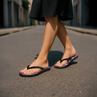 Hawaiian and Japanese Culture Together Flip Flops Kakau Tribal Pattern and Irezumi Art Purple Color LT03 - Polynesian Pride